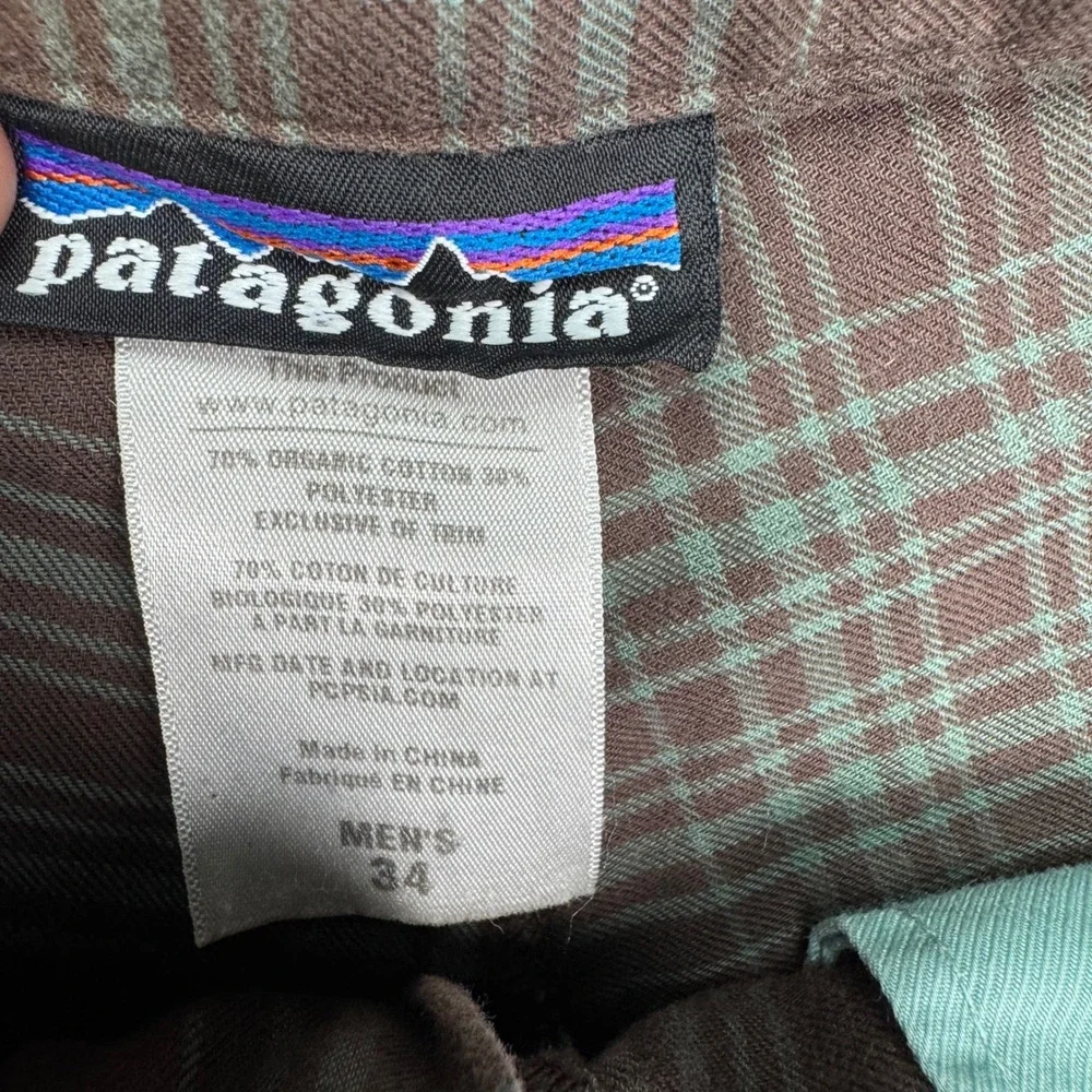 Patagonia‎ Shorts Mens 34 Brown Plaid Organic Cotton Casual Hiking Golf Prep
